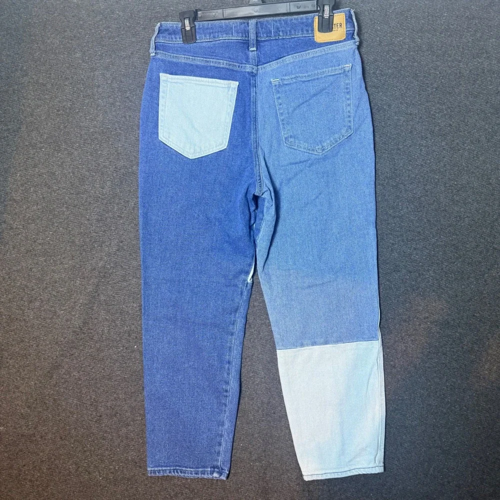 Hollister‎ Jeans 29 Patchwork High Rise Mom Blue Colorblock Ankle Festival Retro